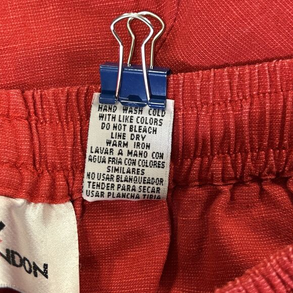 Erin London Pants Womens S Red Silk Linen Rayon Pocket Ankle Split Drawstring - Picture 6 of 6